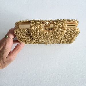 Kate Landry Gold Beaded Evening Clutch
